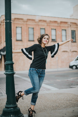 Striped Bell Sleeve