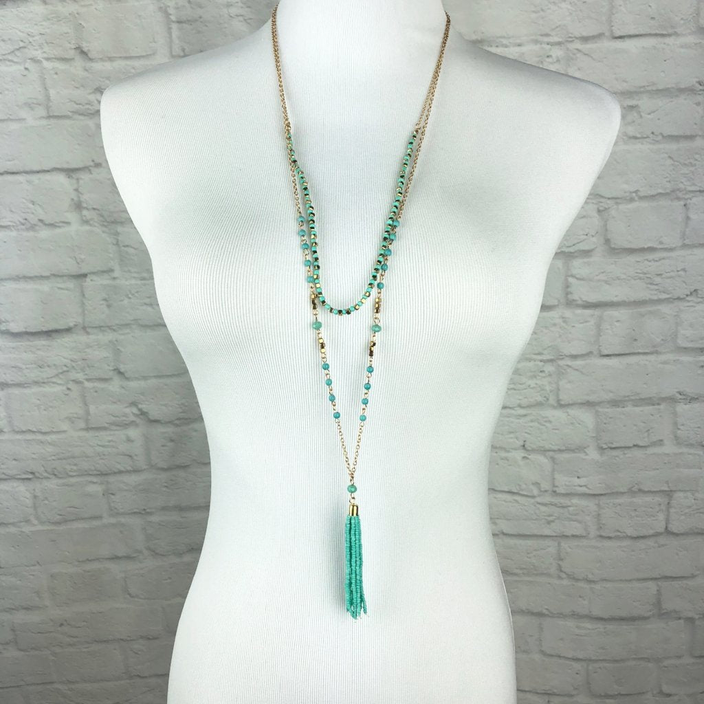 Gold & Aqua Tassel