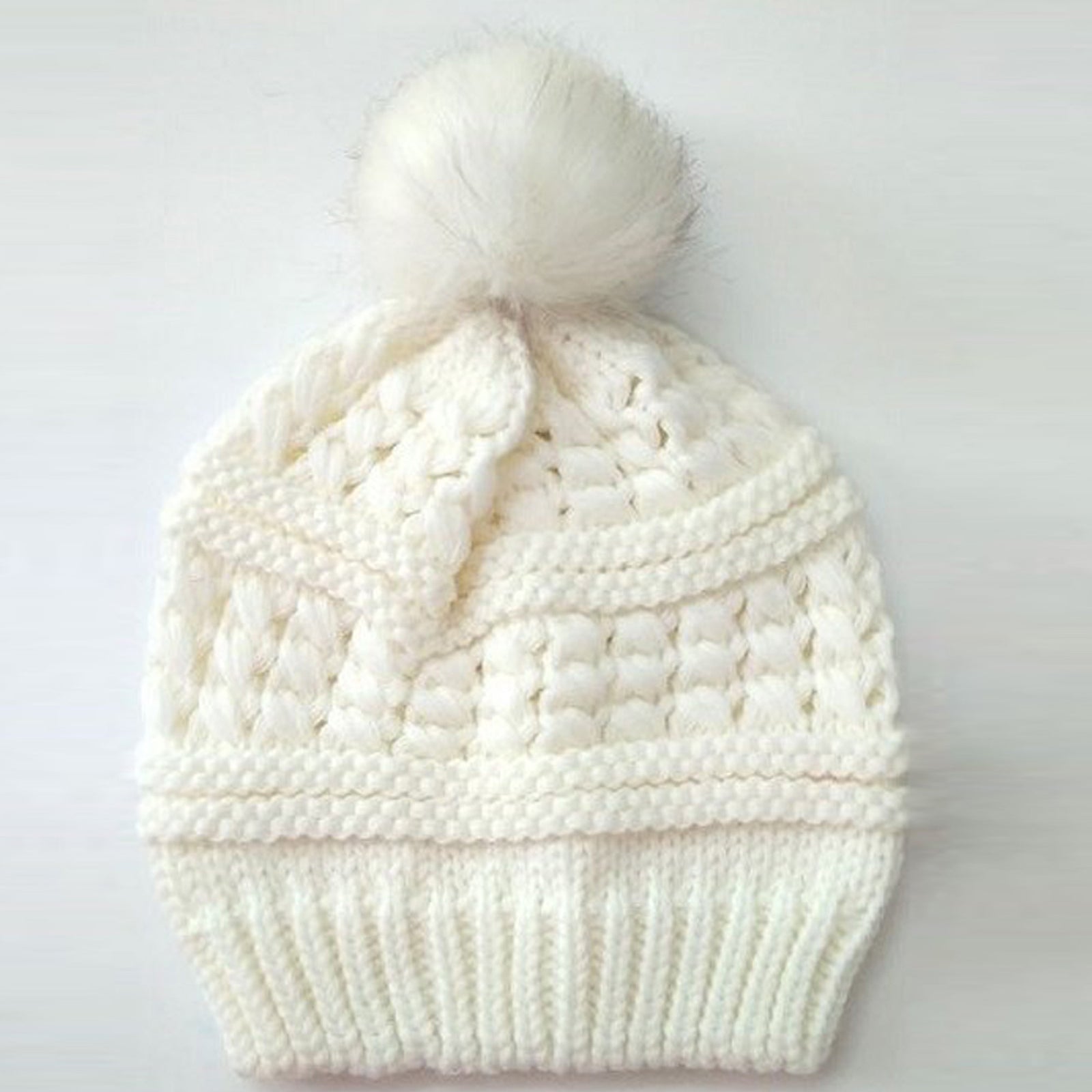 Ivory Pom Beanie
